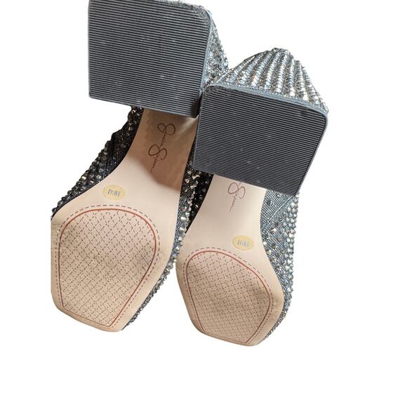 Jessica Simpson Luvrey Rhinestone Bootie Size 9 M Pewter Metallic square Toe - Picture 11 of 15